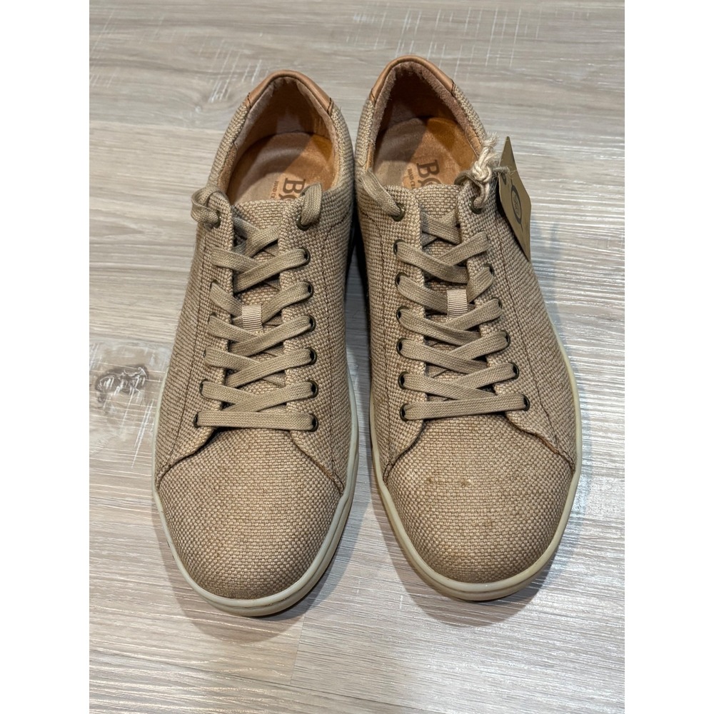 Born Marcus Mens Tan Fabric Leather Lace Up Sneakers H62102 Low Top Trainers 10M